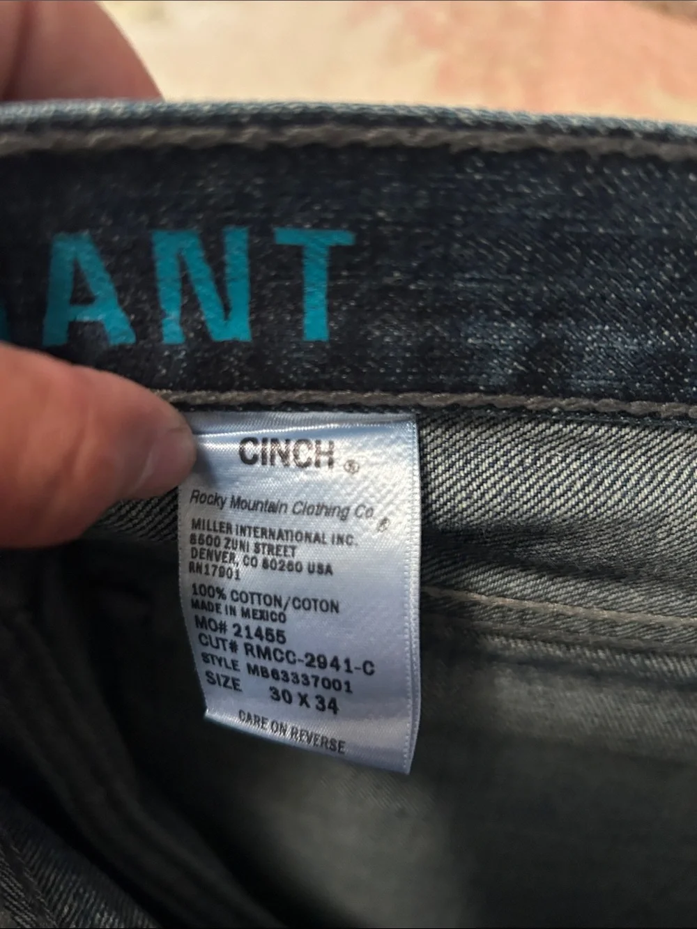 Cinch Grant 30x34 Starched Jeans